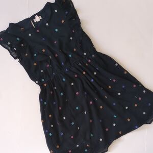 Cat & Jack Black Dress with Colorful Embroidery and Ruffle Sleeves